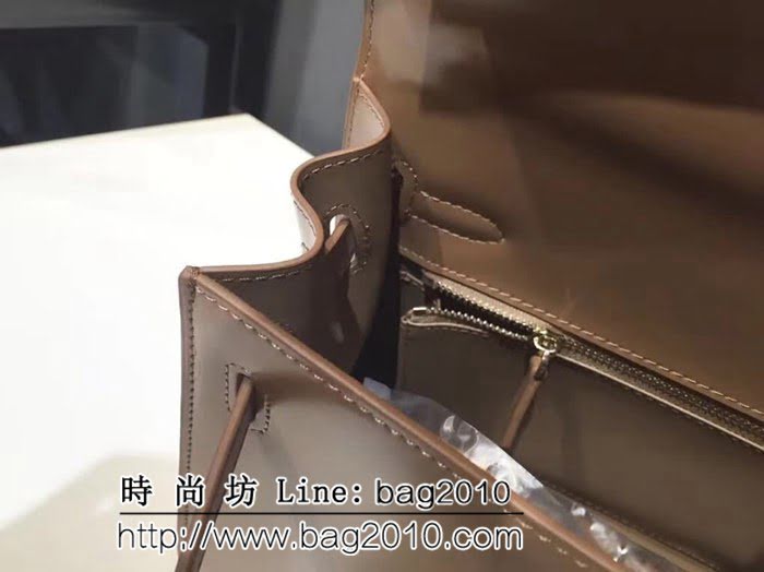 愛馬仕Hermes BOX鏡面牛皮凱莉包 時尚手提包 0AM1004